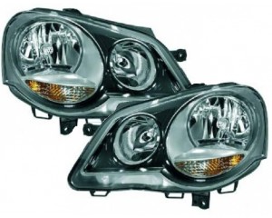 paire de phares fond noir pour Volkswagen POLO GTI 2005-2009